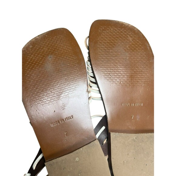 J.Crew Mohrowe Italian Leather Lace-Up Gladiator Sandals Brown White Sz 7 - Picture 12 of 12
